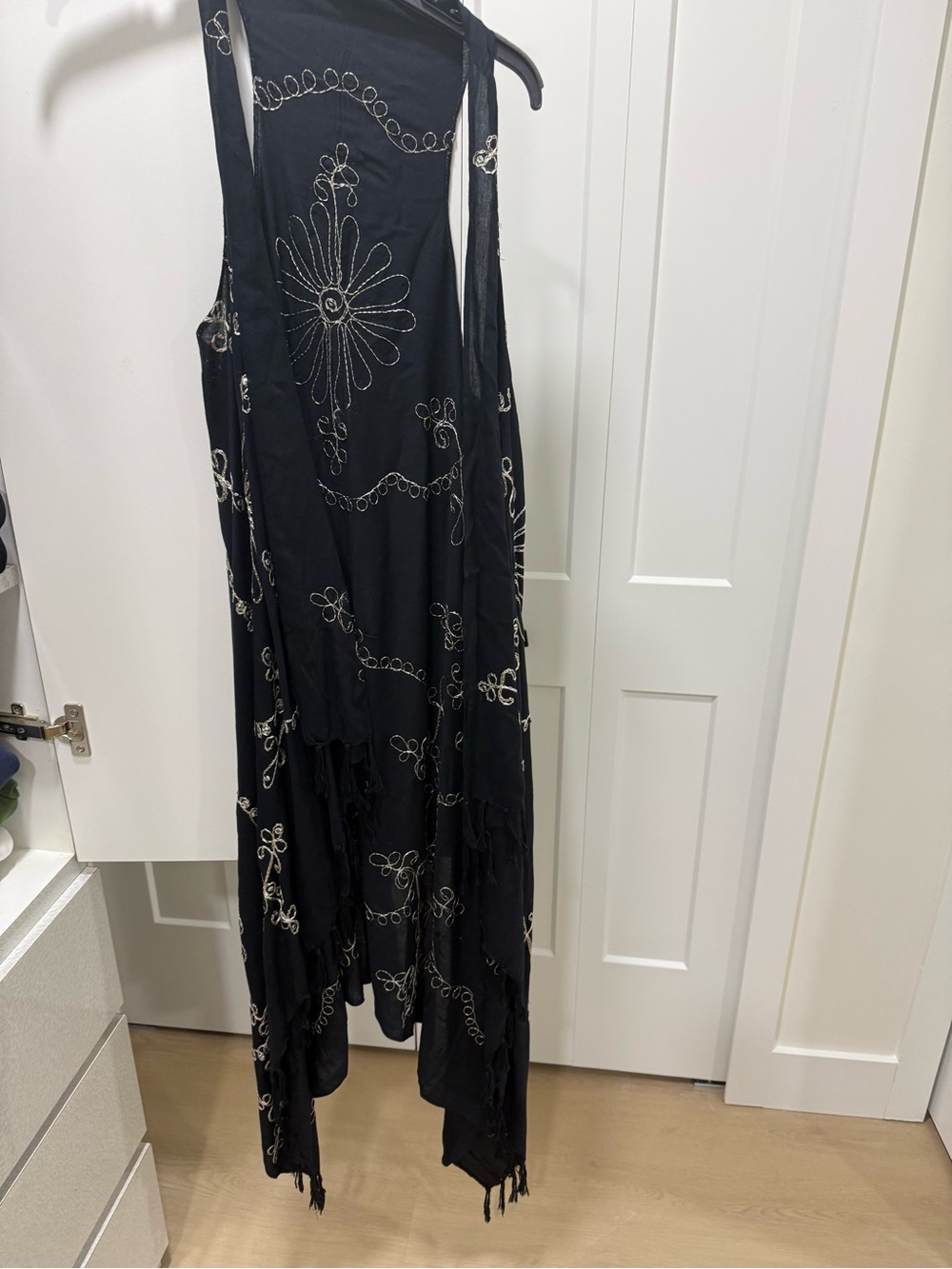 Black Embroidered Floral Shawl/cover up